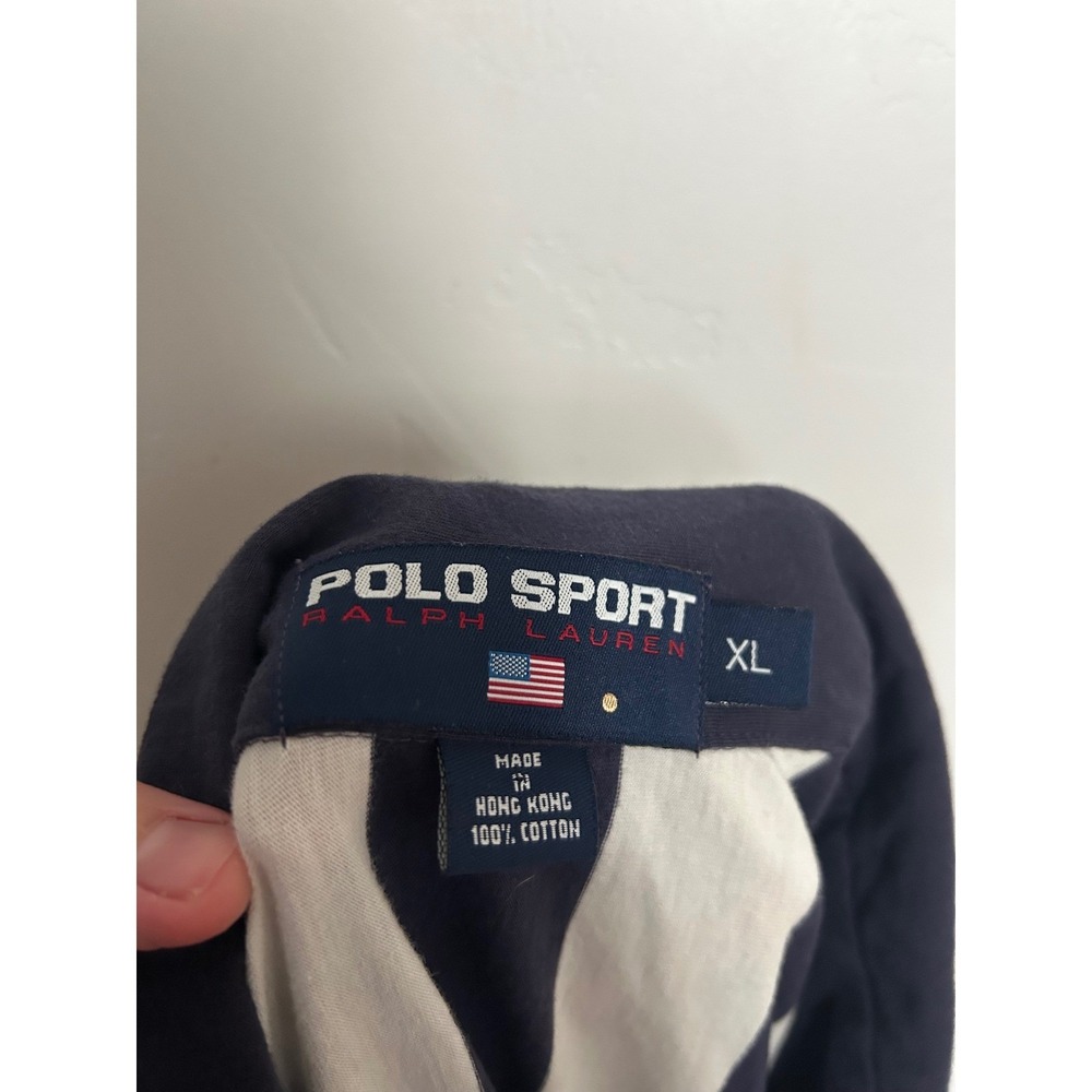 Polo Sport Ralph Lauren 1990s vertical stripe shield patch Striped Rugby Shirt - Picture 3 of 11